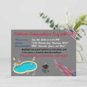 7月4日の独立記念日グレーの旗の色 招待状 (スタンド正面)