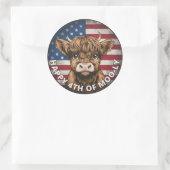 7月4日の独立記念日ハイランドカウサークル ラウンドシール (バッグ)