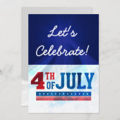 7月4日の独立記念日パーティー招待状 招待状 (正面/裏面)