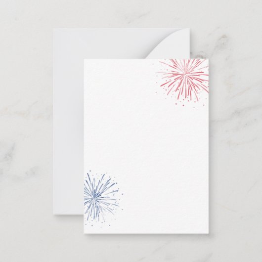 7月4日の独立記念日パーティー赤白青 ノートカード (裏面)