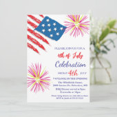 7月4日の独立記念日パーティー赤白青 招待状 (スタンド正面)