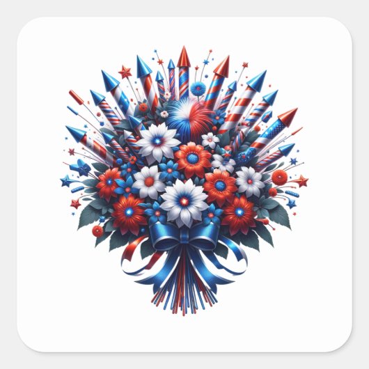 7月4日の独立記念日ブーケ スクエアシール (正面)