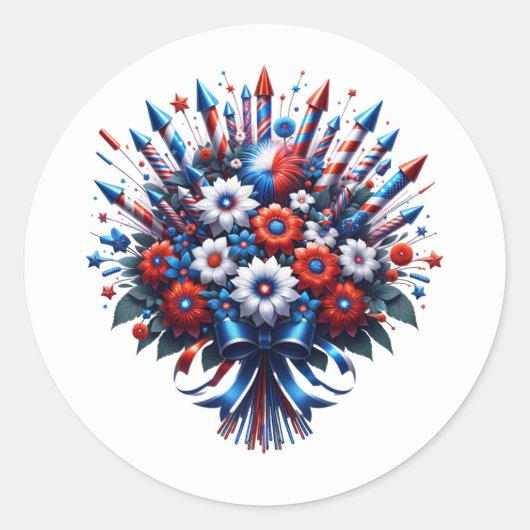 7月4日の独立記念日ブーケ ラウンドシール (正面)