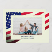 7月4日の独立記念日赤白青写真 シーズンカード (正面/裏面)