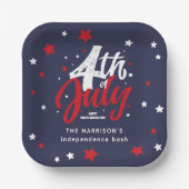 7月4日の独立記念日赤白青 ペーパープレート (正面)
