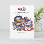 7月4日の独立記念日 - 猫とのお祝い 招待状 (スタンド正面)