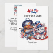 7月4日の独立記念日 - 猫とのお祝い 招待状 (正面/裏面)