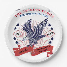 7月4日の独立記念日。編集可能文字。 ペーパープレート