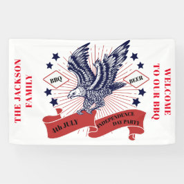 7月4日の独立記念日。編集可能文字。 横断幕