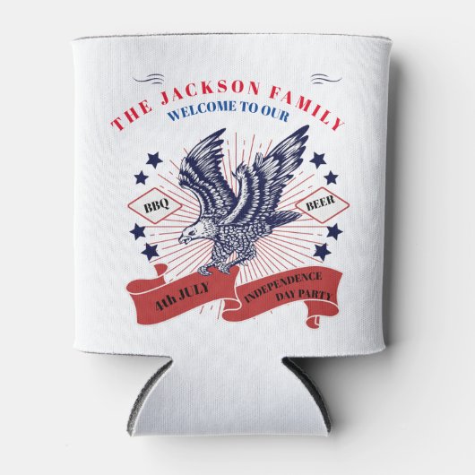 7月4日の独立記念日。編集可能文字。 缶クーラー (正面)