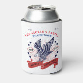 7月4日の独立記念日。編集可能文字。 缶クーラー (缶裏面)