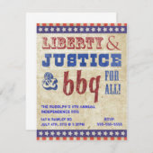 7月4日の独立記念日BBQのピクニック招待状 招待状 (正面/裏面)