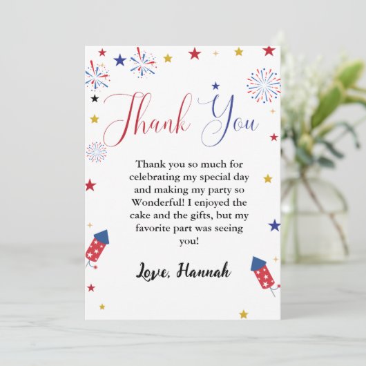 7月4日の独立誕生日サンキューカード 招待状 (スタンド正面)