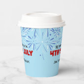 7月4日の空の背景とキラキラ 紙コップ (左)