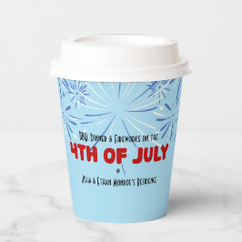 7月4日の空の背景とキラキラ 紙コップ