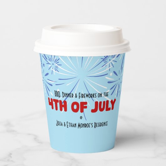 7月4日の空の背景とキラキラ 紙コップ (正面)