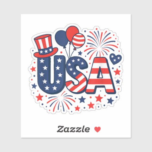 7月4日の米国アメリカ国旗 シール (シート)