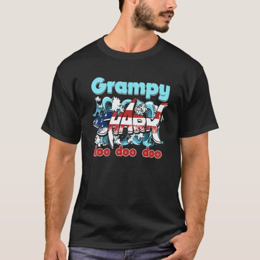 7月4日の米国国旗でかいシャーク・ドゥ・ドゥ Tシャツ (正面)
