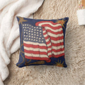 7月4日の米国国旗の花火爆発 クッション (ブランケット)