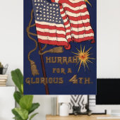 7月4日の米国国旗の花火爆発 ポスター (ホームオフィス)