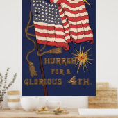 7月4日の米国国旗の花火爆発 ポスター (キッチン)