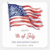 7月4日の米国愛国国旗の歓迎サイン スクエアシール (正面)