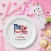 7月4日の米国愛国国旗の歓迎サイン ペーパープレート (パーティー)