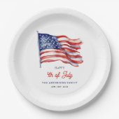 7月4日の米国愛国国旗の歓迎サイン ペーパープレート (正面)
