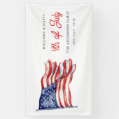 7月4日の米国愛国国旗の歓迎サイン 横断幕 (縦)