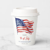 7月4日の米国愛国国旗の歓迎サイン 紙コップ (裏面)