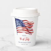 7月4日の米国愛国国旗の歓迎サイン 紙コップ (正面)