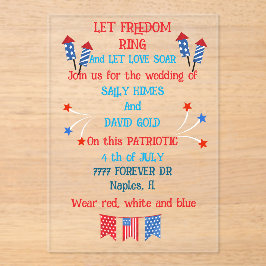 7月4日の結婚式招待状旗 アクリル招待状