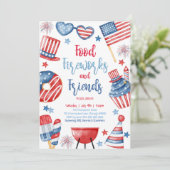 7月4日の編集可能BBQ招待状独立性 招待状 (スタンド正面)