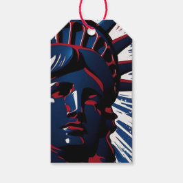 7月4日の自由の愛国赤青像 ギフトタグ