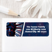 7月4日の自由の愛国赤青像 ラベル (インサイチュ)