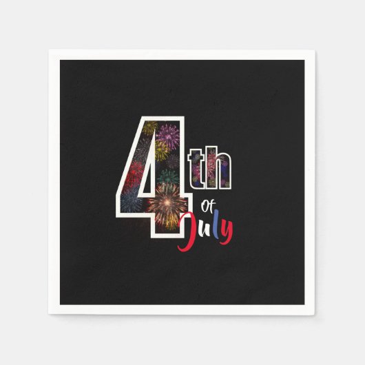 7月4日の花火かわいらし スタンダードカクテルナプキン (正面)
