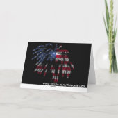 7月4日の花火とアメリカの光の中の国旗 カード (裏面)