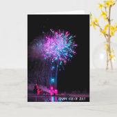 7月4日の花火と灯台 カード (黄色い花)