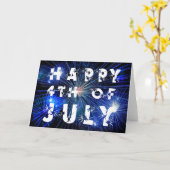 7月4日の花火の青い写真3 カード (黄色い花)