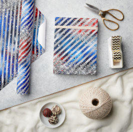 7月4日の花火シルバーグリッター独立記念日 ラッピングペーパー