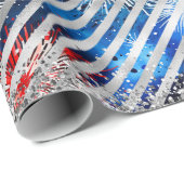 7月4日の花火シルバーグリッター独立記念日 ラッピングペーパー (ロールコーナー)