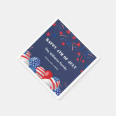 7月4日の花火パーソナライズされたパーティー スタンダードカクテルナプキン (角)