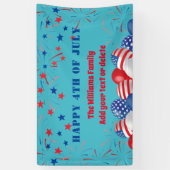 7月4日の花火パーソナライズされたパーティー 横断幕 (縦)