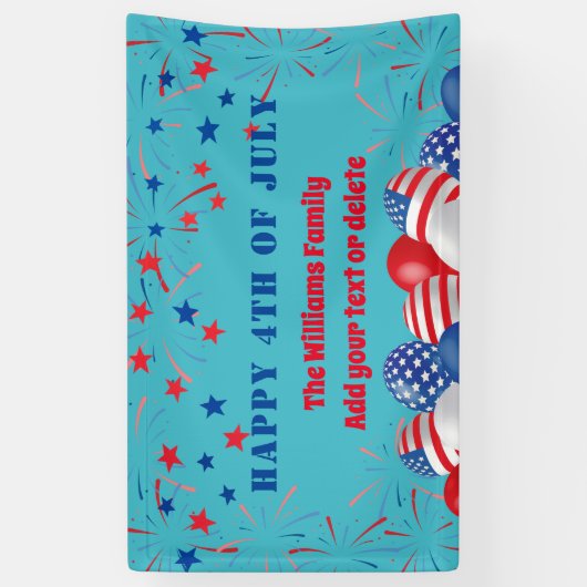 7月4日の花火パーソナライズされたパーティー 横断幕 (縦)