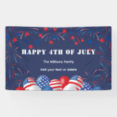 7月4日の花火パーソナライズされたパーティー 横断幕 (横)