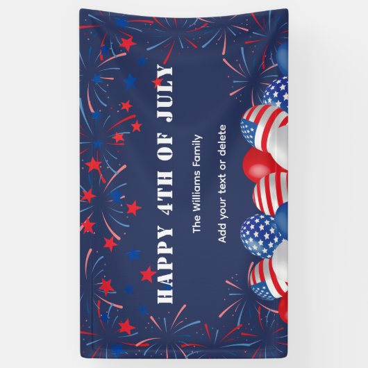 7月4日の花火パーソナライズされたパーティー 横断幕 (縦)