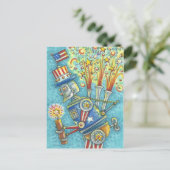 7月4日の花火ロボット休日はがき シーズンポストカード (スタンド正面)