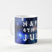 7月4日の花火青独立記念日 コーヒーマグカップ (正面左)