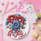 7月4日の花in紅白と青の愛国心 ペーパープレート (パーティー)
