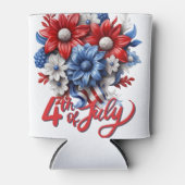 7月4日の花in紅白と青の愛国心 缶クーラー (正面)